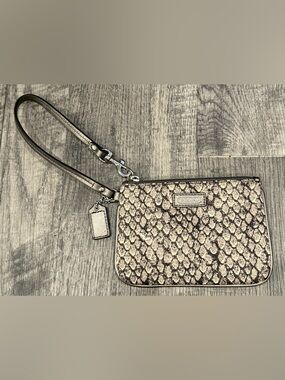 Coach Metallic Gold Snake-Print Wristlet